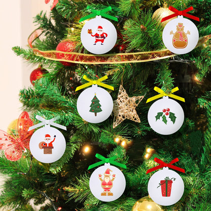 50 Pieces White Acrylic Christmas Ornaments Blanks 3.15 Inch Round Unfinished Acrylic Christmas Ornaments for DIY Crafts Projects for Tree Decoration Xmas Party Decorations