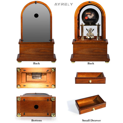 AYRELY® Wooden Table Anniversary Clock, Antique Shelf Clocks, Revolving Pendulum Mantel Clocks, Desk Grandfather Clock for Living Room, Home Decor Gift