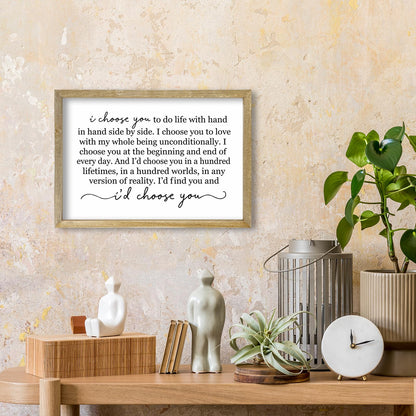 LuZhiQiang I Choose You To Do Life Sign Wall Decor 16X11 I Love You InchRomantic Marriage Art Wooden Framed Wall Hanging (Wood)