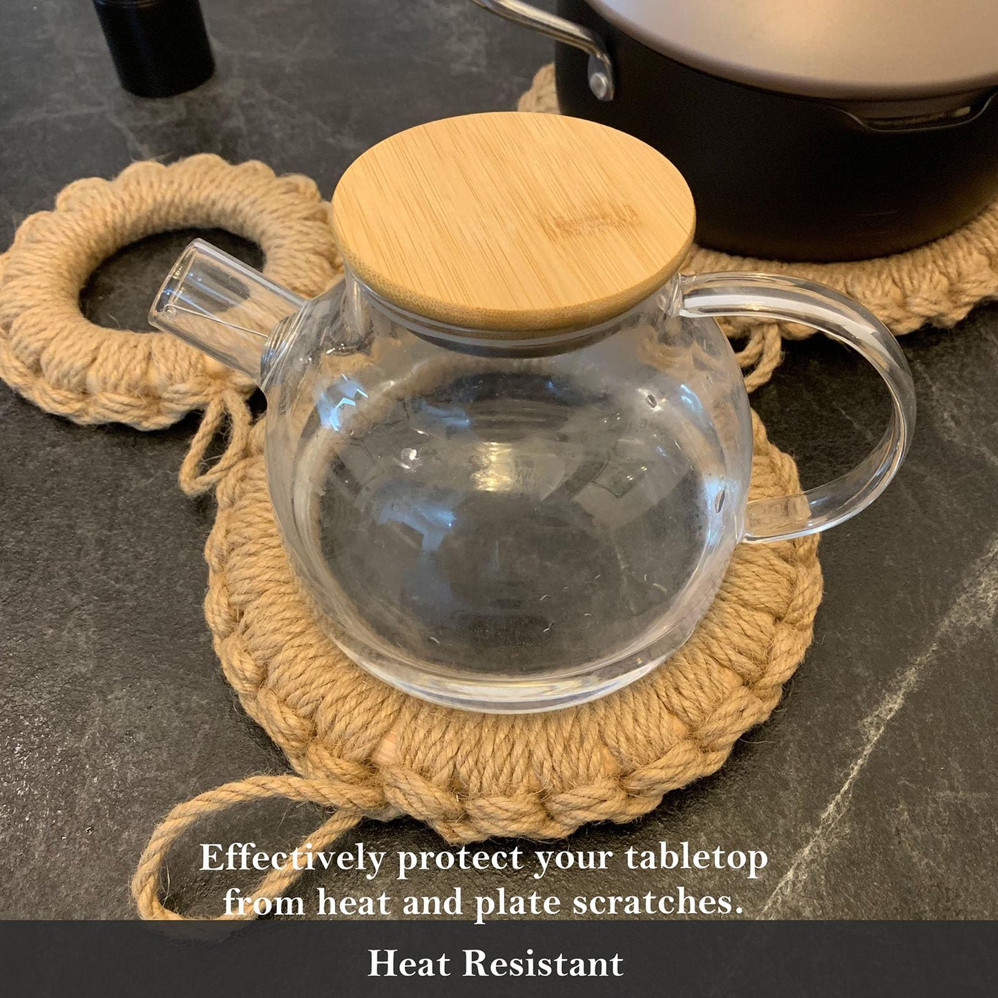 Trivets for Hot Dishes Round Jute Woven Trivet Set 3, Handwoven Trivet Mat for Duch Oven, Hot Pots, Pans, Teapot and Tabletop