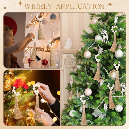 Maxcheck 60 Pcs 60 Pcs Wood Bead Napkin Rings with Tassel Handmade Wooden Farmhouse Napkin Ring Holders for Tabletop Dining Party Wedding Gathering Home Decoration (Rustic)