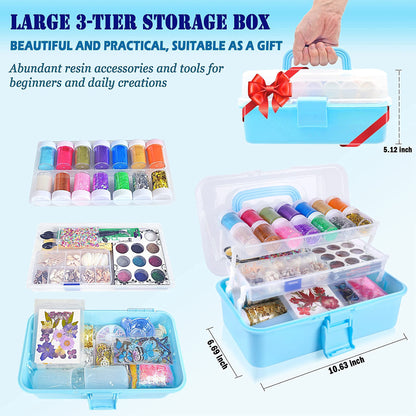 Myzzxt Resin Decoration Accessories Kit,Supplies Kit for Beginner,with Dried Flowers,Butterfly Stickers,Mica Powder and Fillers,Measuring Cups Tool Kit,for Resin Jewelry Making