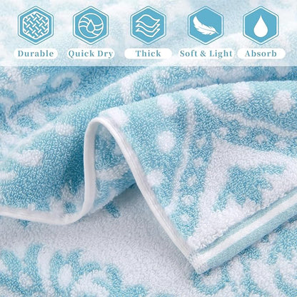 Hand Towels for Bathroom, Bath Hand Towel Set of 4, Jacquard Decorative Hand