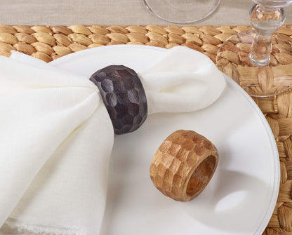 Saro Lifestyle Chunky Wood Napkin Rings (Set of 4), Natural