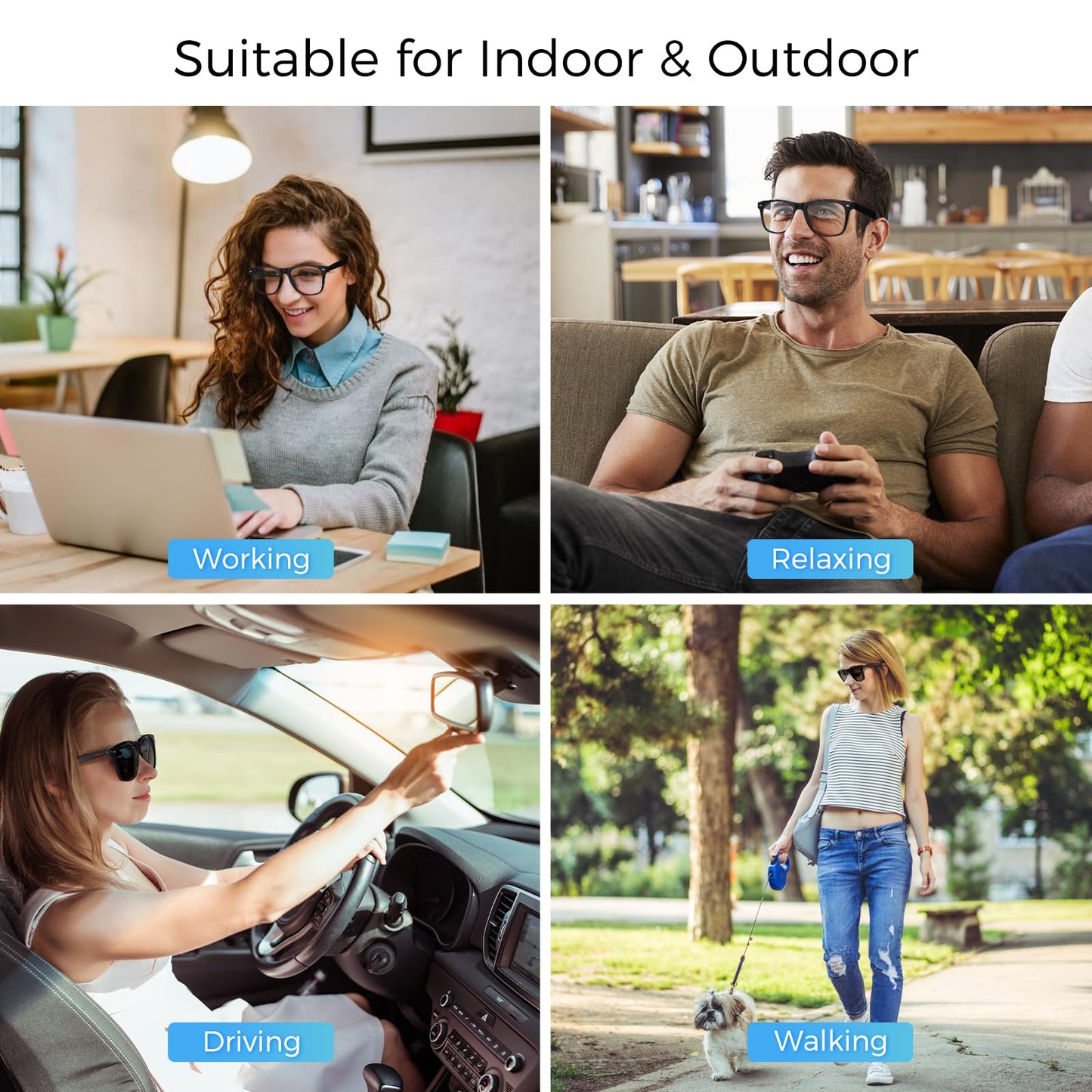 Smart Sunglasses Glasses for Men Women with AAC Speaker Open Ear Music Touch Buttons Remote Photo Voice Assistant Hand-free Calling, Unisex Audio Intelligent Bluetooth 5.0, Great Gift for Friends