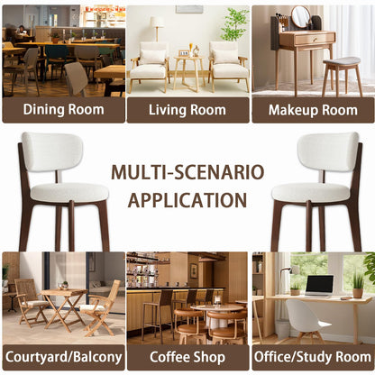 JS Space Solid Wood Dining Chairs Kitchen Chairs Set of 2 Mid Century Modern Dining Chairs with Wooden Frame and Upholstered Farmhouse Dining Room Chairs for Kitchen,Living Room