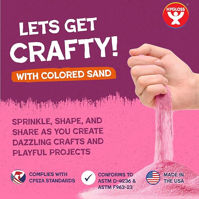 Hygloss Colored Sand for Crafts – 25 lb, Red – Vibrant Colorful Fine Sensory Play Sand Art Kits for Kids – Classroom Activities for Children 3 4 5 6 7 8 9 10 11 12 – Safe for Ages 3+