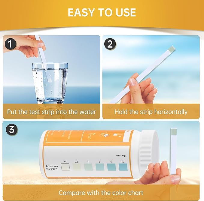 AAwipes Ammonia Test Strips for Fish Tank Aquarium Test Strips Aquarium Water Test Kit Freshwater Fish Tank (150)