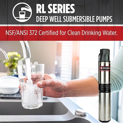 Red Lion RL12G10-3W2V 4-inch Submersible Deep Well Pump with Control Box, 1 HP, 12 GPM, 3-Wire, 230 Volt, Steel, 14942407