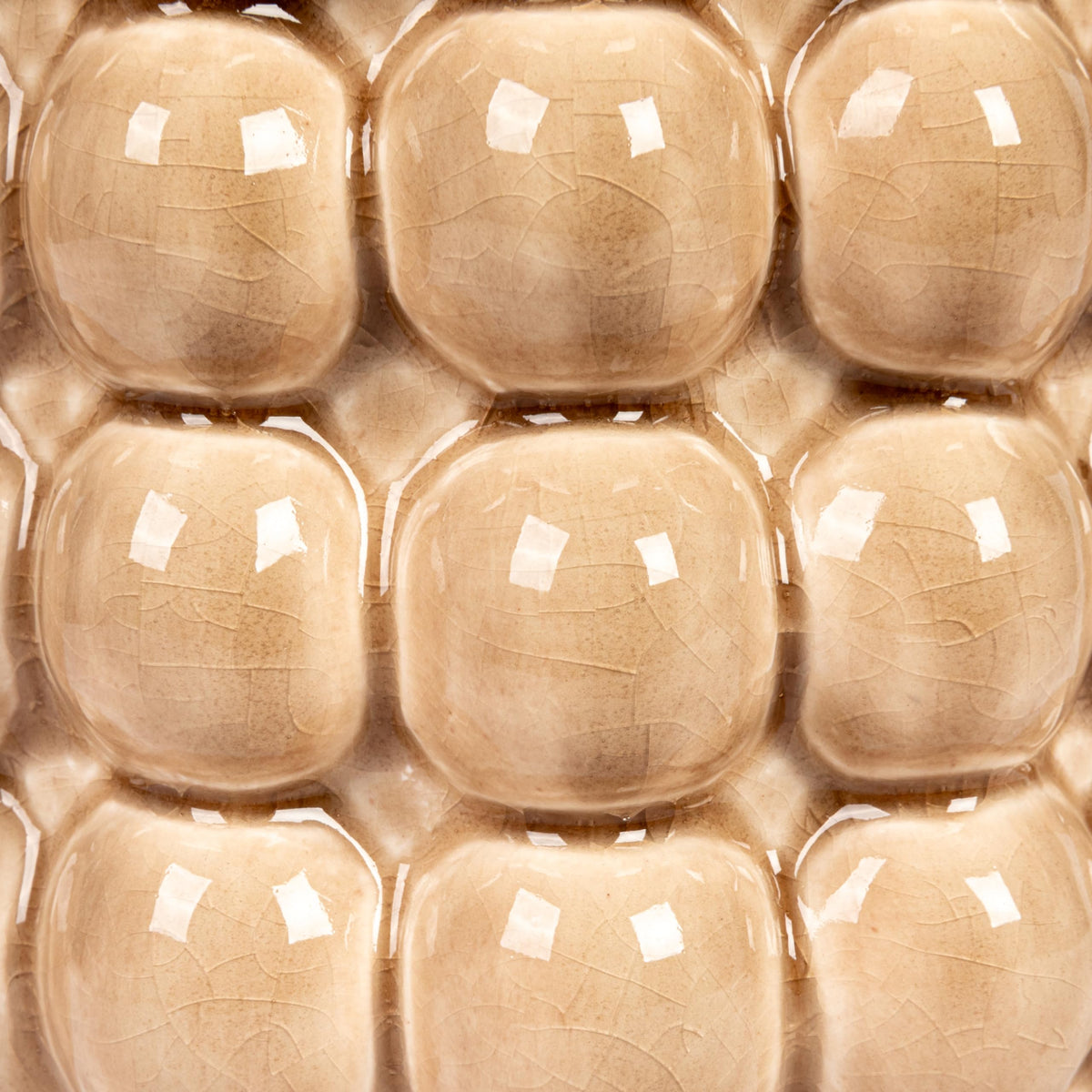 6 Inches Round Stoneware Planter with Raised Dots, Holds 4 Inches Pot, Tan