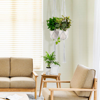 Sorbus Macrame Plant Hanger [4 Pack] Indoor Outdoor Hanging Plant Pots Cotton Rope, Elegant for Home, Patio, Garden