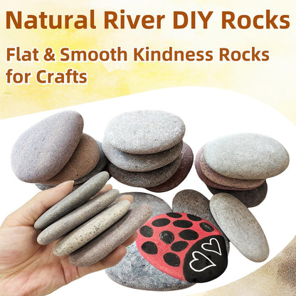 MSACC 16PCS Large Rocks for Painting, 3.3-4.0 Inch River Rocks to Paint, Flat Painting Rocks,Smooth Kindness Rocks for Crafts, DIY,Garden Decoration