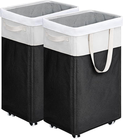 Goodpick Hamper with Wheels 75L 2-Pack, Tall Laundry Basket with Removable Wash