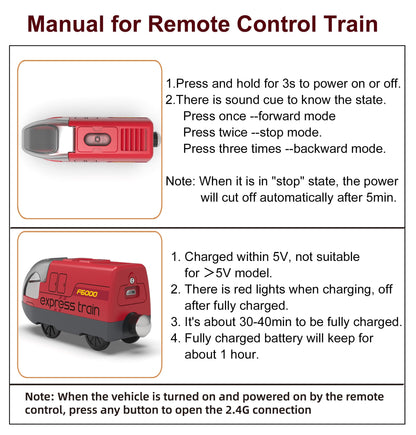 Remote Control Train Set with Light & Sound Tunnel – Battery Operated Bullet Train for Wooden Track, Compatible with Thomas & Brio, Gift for Kids 3-5