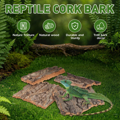 BESPORTBLE Reptile Tree Bark Hides: 4Pcs Natural Wood for Leopard Gecko Terrarium Decor, Enclosure Habitat Breeding Slabs Climbing Shelter