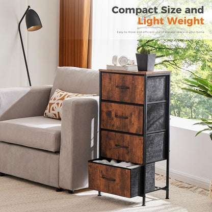 Sweetcrispy 4 Drawer Dresser, Fabric Storage Tower Organizer with Sturdy Steel Frame and Wood Top, Easy Pull Handles, for Bedroom, Closet, Entryway, Hallway, Brown