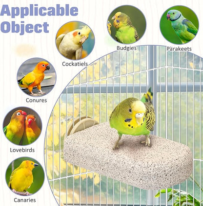 BNOSDM 6 Pcs Large Natural Parrot Beak Grinding Stone Parakeet Chew Toy Calcium Parrot Perch Stand Bird Cage Accessories for Budgies, Cockatiels, Conures, Lovebirds, Canary