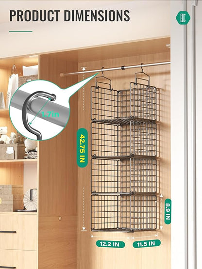 Hanging Closet Organizer, 4 Tier Metal Closet Organizers and Storage
