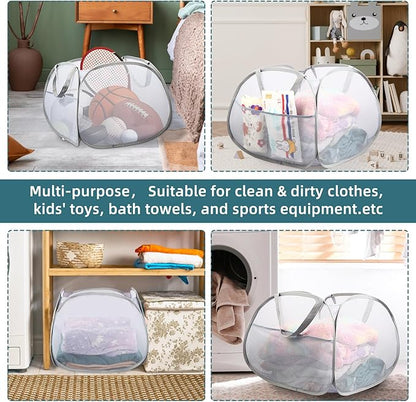 2 Pack Collapsible Laundry Baskets, 90L Large Foldable Laundry Basket, Durable