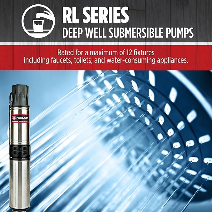 Red Lion RL12G10-3W2V 4-inch Submersible Deep Well Pump with Control Box, 1 HP, 12 GPM, 3-Wire, 230 Volt, Steel, 14942407
