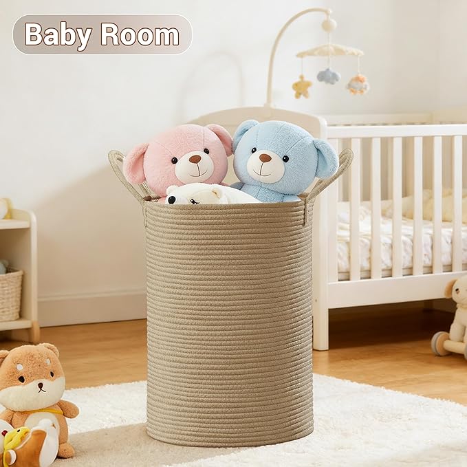 Tall Laundry Basket with Handles, 72L Portable Dirty Clothes Hamper, Boho