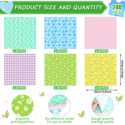 240Pcs Wax Paper Dry Waxed Deli Paper Sheets 12x12 inch Sandwich Wrap Paper Floral Parchment Sheets Basket Liner Food Paper Sheets for Carnival Home Kitchen Picnic Spring Summer Tea Party Favors