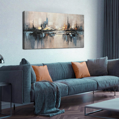 TYTAUPT Abstract Canvas Wall Art for Bedrooom Blue and Gray Wall Decor for Living Room City Wall Art for Office 20 x 40 Inches
