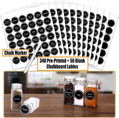 SWOMMOLY 48 Glass Spice Jars with 713 Spice Labels, Chalk Marker and Funnel Complete Set. 48 Square Glass Jars 4OZ, Airtight Cap, Pour/sift Shaker Lid