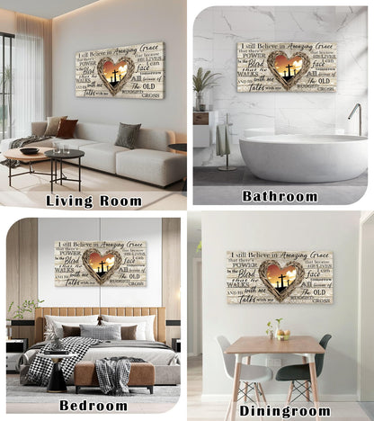Cao Gen Decor Art A63550 Amazing Grace Wall Art Decor Canvas Print Picture Christian 1 Panel Religious Cross Painting Artwork for Living Room Bedroom Office Home Wall Decor Framed Ready to Hang