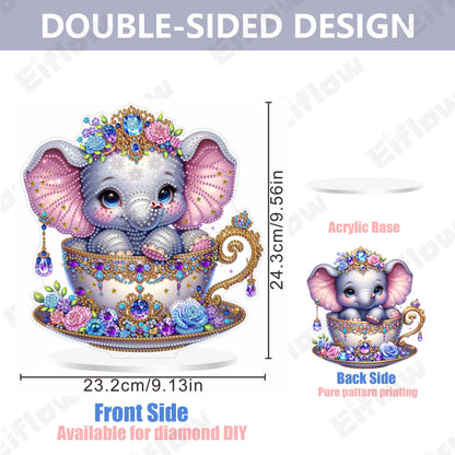Eiflow Diamond Art Tabletop Kit for Adults, DIY Desktop Diamond Art Painting with Stand, Acrylic Stand Up Gem Painting Board Kit (Elephant)