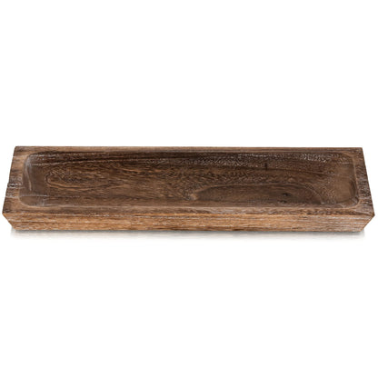 Hanobe Wooden Tray for Candle Decorative: Wood Rustic Long Centerpiece Trays Rectangle Narrow Farmhouse Decor for Dining Coffee Table Kitchen Fireplace Mantle