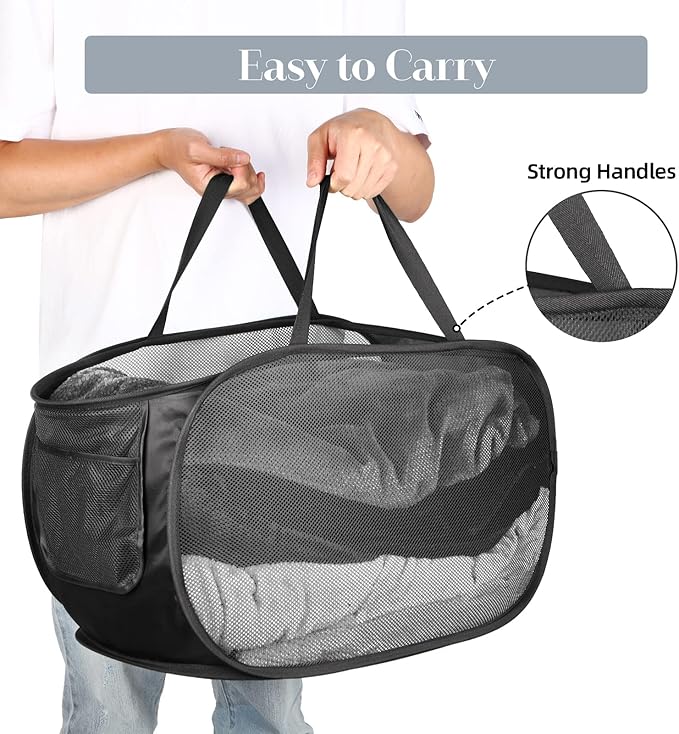 4 Pcs Durable Collapsible Laundry Baskets, Foldable Laundry Basket Large Opening