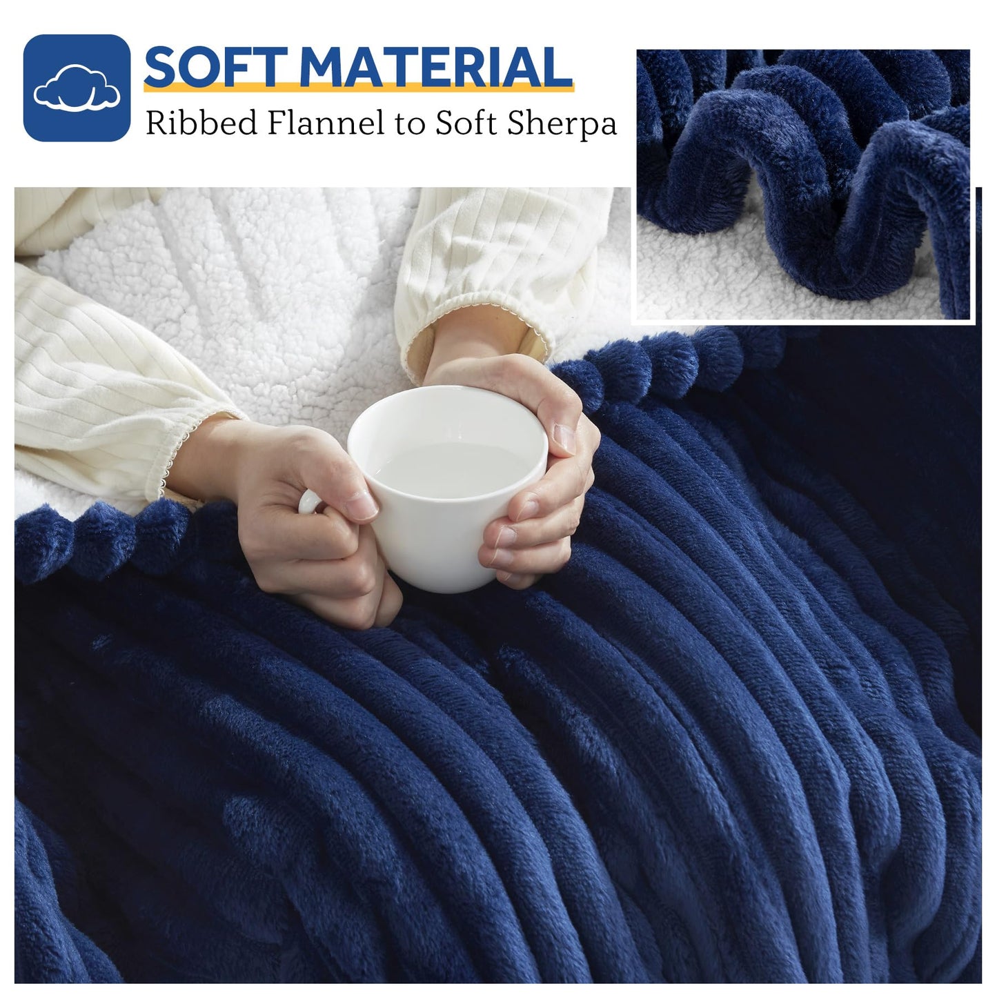 SEALY Electric Blanket Full Size, Soft Ribbed Flannel to Sherpa Reversible Heated Blanket with 10 Heat Settings & 1-12 Hours Auto-Off Overheat Protection, Machine Washable, 72"x84" Beige