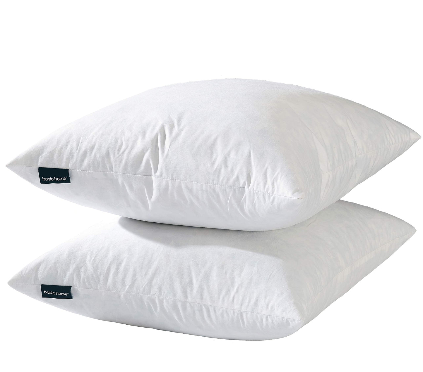 20x20 Decorative Throw Pillow Inserts-Down Feather Pillow Inserts-Square-Cotton Fabric-Set of 2-White.