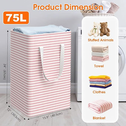 3 Pack Large Laundry Basket, Waterproof & Freestanding Laundry Hamper,