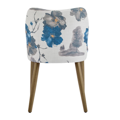 Christopher Knight Home Ringo Modern Fabric Upholstered Dining Chairs Set of 2, Wooden Dining Room Armless Chair, Curved Backrest Kitchen Side Chair, Brown+Blue+White