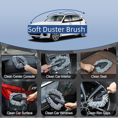 Car Interior Duster Detail Brush Cleaning Gel Kit, Soft Dash Vent Dusting Slime
