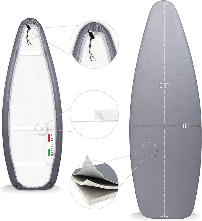 TIVIT Oval Ironing Board Cover 18 x 53” – Made in Italy, Alumitek PRO