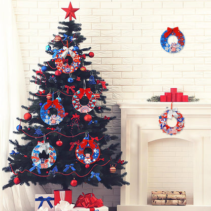BOARDFEB 12 Sets 4th of July Crafts Kits DIY Patriotic Red White Blue Star Foam Wreath Signs Ornaments for Kids Independence Day Party Favors Gift Exchange Activities