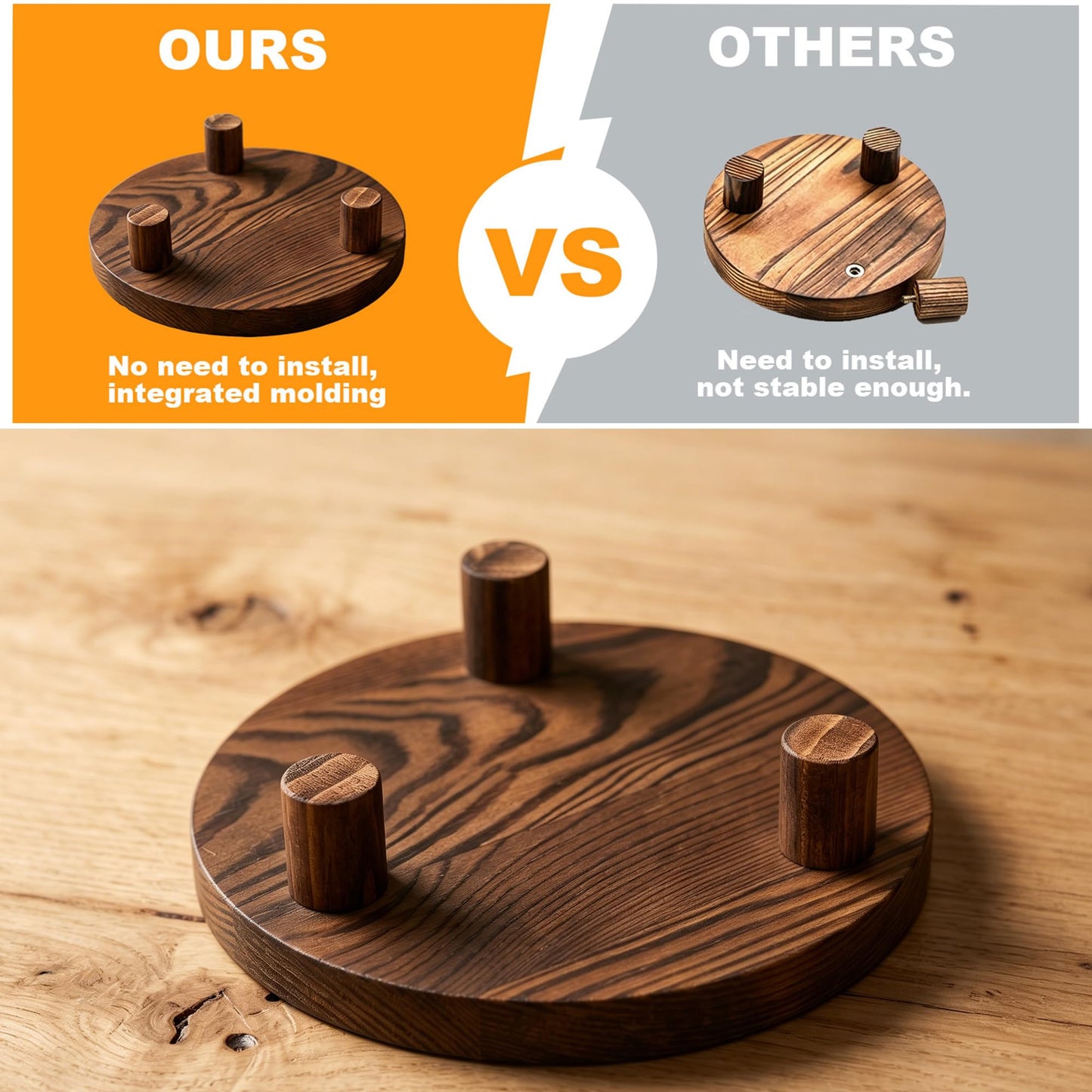QZV 6 PCS 5/6/8 Inch Wooden Risers for Display Wood Pedestal Stand Round Mini Tray Stand Rustic Riser Tray Tiered Tray Decor for Party, Wedding, Birthday, Baby Shower,Home Décor