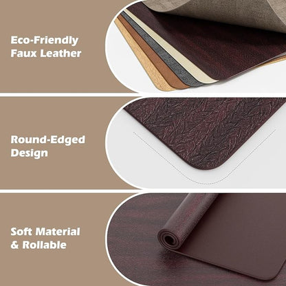 Aofmee Faux Leather Placemats Set of 6 - Waterproof - Wipeable - Washable - Heat Resistant - Anti Slip Stain Resistant Kitchen Dining Table Place Mats, Suitable for Indoor & Outdoor Use, Easy to Clean