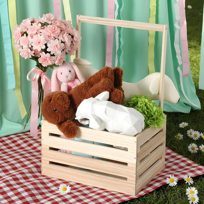 Aiyorse Wooden Baby Shower Crate Closet, Wooden Crate Basket with Handle Baby Gift Basket New Born Welcome Gift Hamper for Boys & Girls Welcome Babies Gifts for New Parents