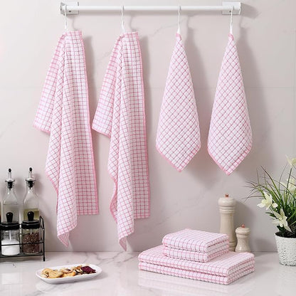 Homaxy Kitchen Towels and Dishcloths Set, 16 x 25 and 12 x 12 Inches, Super