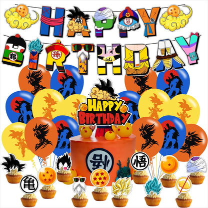Q Cartoon For Party Supplies,Birthday Decorations Set Include Banner, Balloons, Hanging Swirls, Cake Cupcake Toppers for Boys Girls Party.