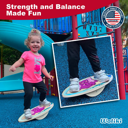 WALIKI Wood Balance Board | Ages 3-8 | Toddlers and Kids | Pink