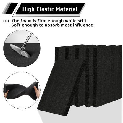 6 Pcs 16'' x 12'' x 1.5'' Polyurethane Foam - Foam Inserts for Cases Packing Foam Black Craft Foam Sheets for Packing Camera Toolbox Storage
