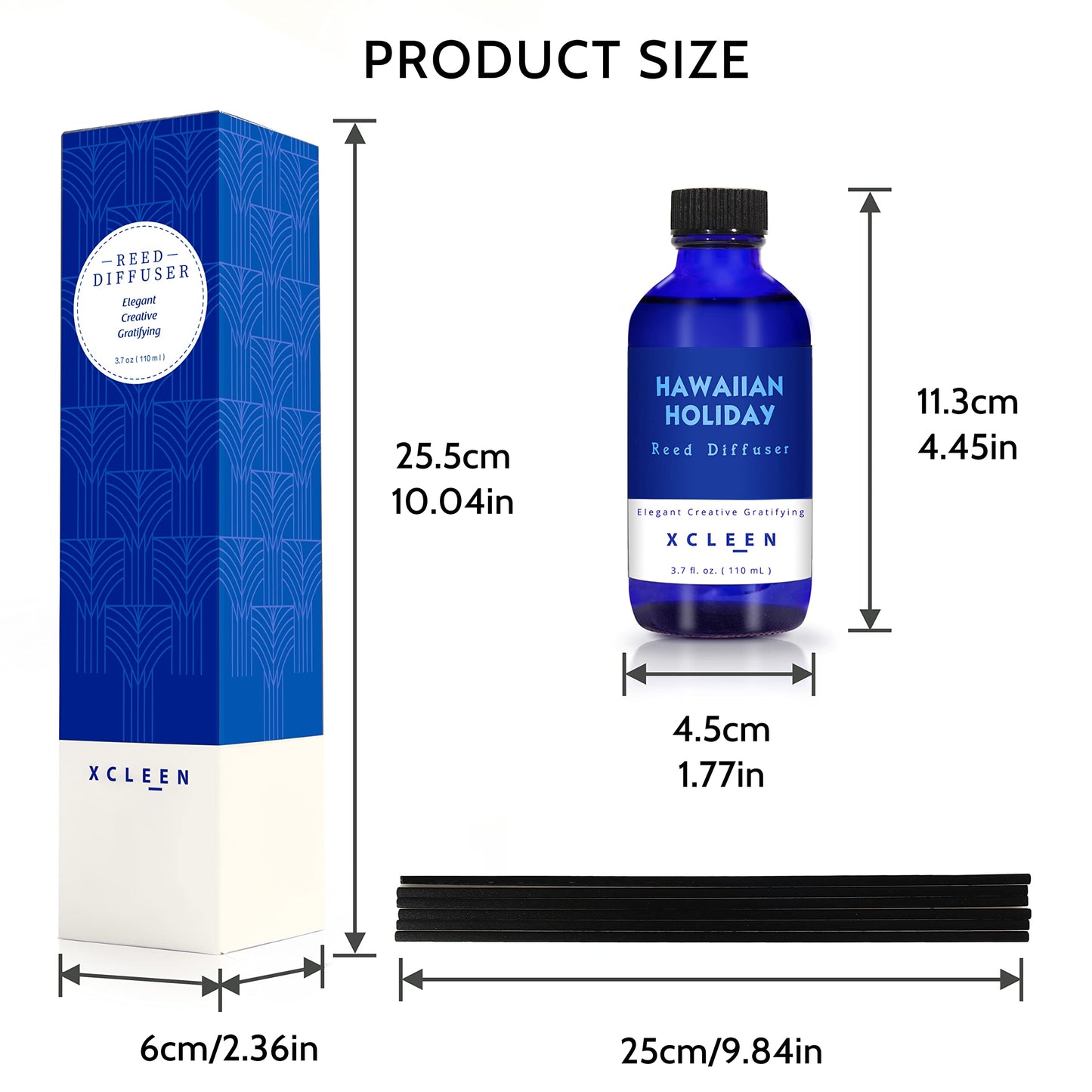 Reed Diffusers Set, 3.7 Oz Scent Diffuser, 6 Reed Diffuser Sticks, Home Fragrance Hyacinth, Peony & Citrus, Aromatherapy Oil Diffuser Reeds, More Masculine Scent, Bathroom & Office Decor 110ml