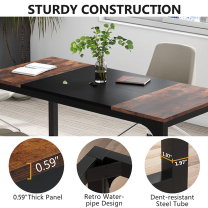 Tribesigns 63” Executive Desk, Large Office Computer Desk with Thicken Frame, Modern Simple Workstation Business Furniture for Home Office, Rustic Brown/Black