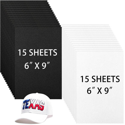 Innconee 30 Pcs 3D 3mm Embroidery Foam EVA Puffy Foam Sheets for Embroidery Crafts and Arts, Hand Sewing, DIY Projects, Cosplay Costumes, Quilting, Hats, Pillows, Bags(Black,White,6 x 9 Inch)