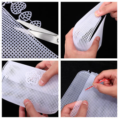 KALLORY 6Pcs DIY Plastic Mesh Canvas Sheets, Clear Plastic Mesh Sheet for Crochet Purse Making Embroidery Blank Needlepoint Canvas Craft Acrylic Yarn Crafting Knit Crochet Project